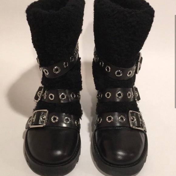 Marc by Marc Jacobs Black Studded Shearling Boots - Women’s 8.5 - Picture 2 of 8